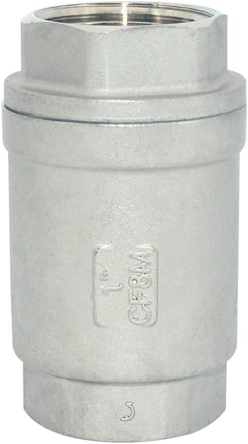 NPT Female WOG1000 Check Valve,Vertical Check Valve,NPT Spring Loaded in-line Low Cracking Pressure,Stainless Steel SS316 CF8M (1")