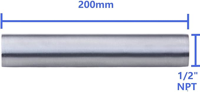 CONSTELLAR 304 Stainless Steel Pipe Fitting - 1/2" NPT Female x 1/2" NPT Female Threaded Thickened Pipe Wall, 200mm (8 inch) Length Heavy Nipple Seamless Pipe (1 Pcs)