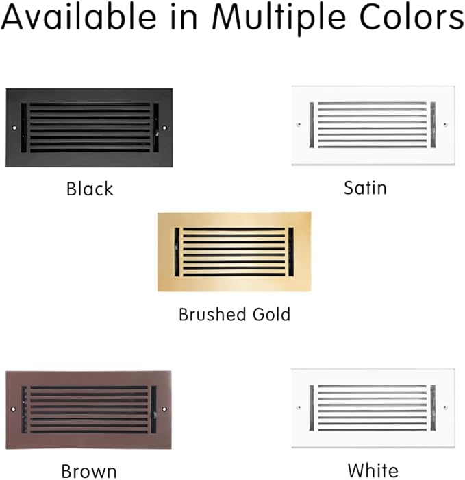 Prima Decorative Floor Register 4x10 – Cast Aluminum Heavy-Duty Air Vent Cover – Matte Black – Walkable Design with Easy-Adjust Louvers – 6x12 Faceplate, 5mm Thick – No Screw Holes