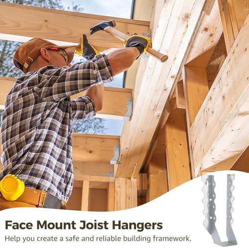 50 PCS 2x8 Joist Hangers, Stainless Steel Framing Connectors for 2 x 8 Lumber, Wood Beam Face Mount Rafter Brackets, Header to Joist Hardware for Deck, Roof, Ceiling (50)