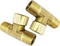 Brass Pipe Fitting Street Tee BSP Thread 3 ways Connector 1/4" Male x 1/4" Female x 1/4" Male, Pack of 2