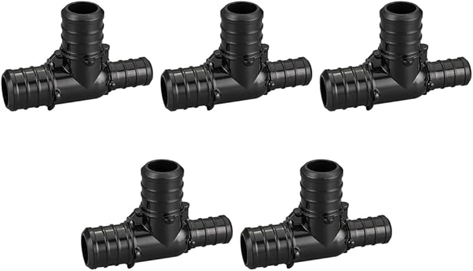 (Pack of 5) Topaipe 3/4 x 1/2 x 3/4 Inch PEX Poly Crimp Reducing Tee, PPSU Fitting for PEX Tubing, PERT, ASTM F2159