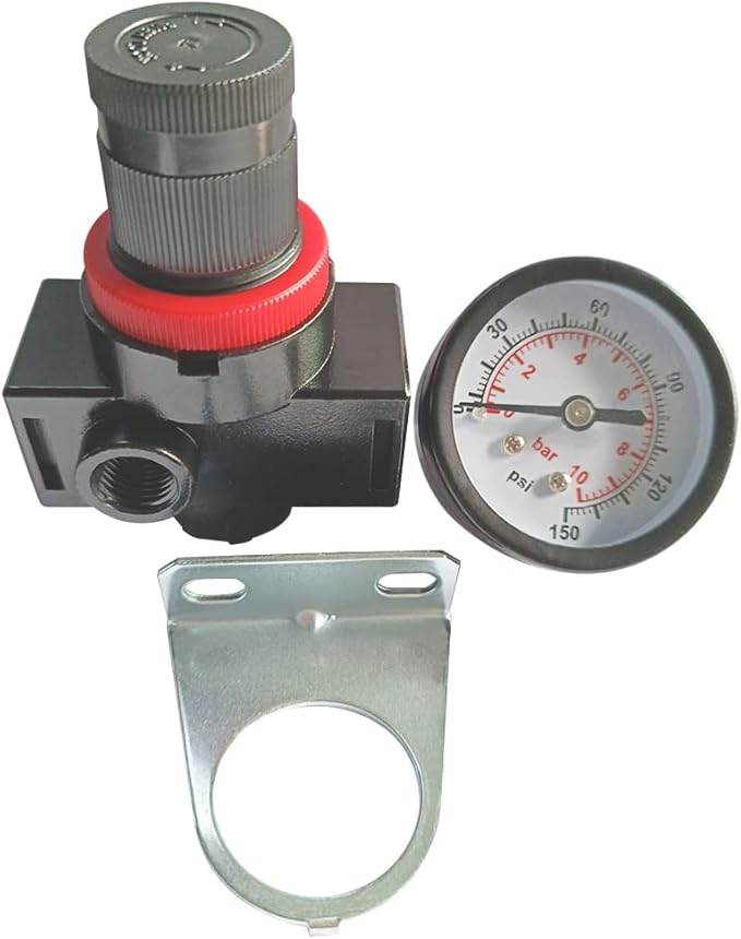 Beduan BR2000 Air Compressor Regulator Combo 1/4" NPT,Manual Drain with Bracket, Gauge