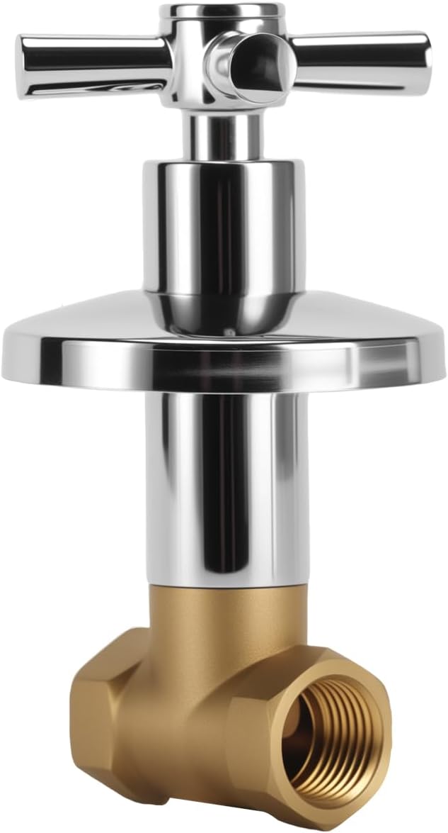 Watflow Shut Off Valve – 1/2" NPT Brass Body, 1/4-Turn Shut Off Valve with Cross Handle, Replecements Universal Fit for Washing, Kitchen, Chrome