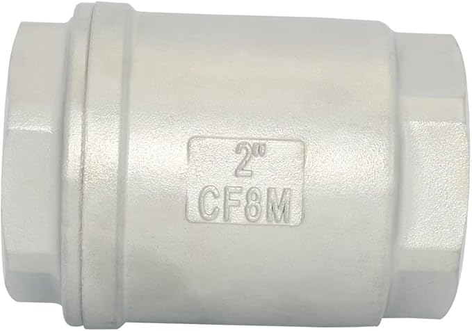 NPT Female WOG1000 Check Valve,Vertical Check Valve,NPT Spring Loaded in-line Low Cracking Pressure,Stainless Steel SS316 CF8M (2")