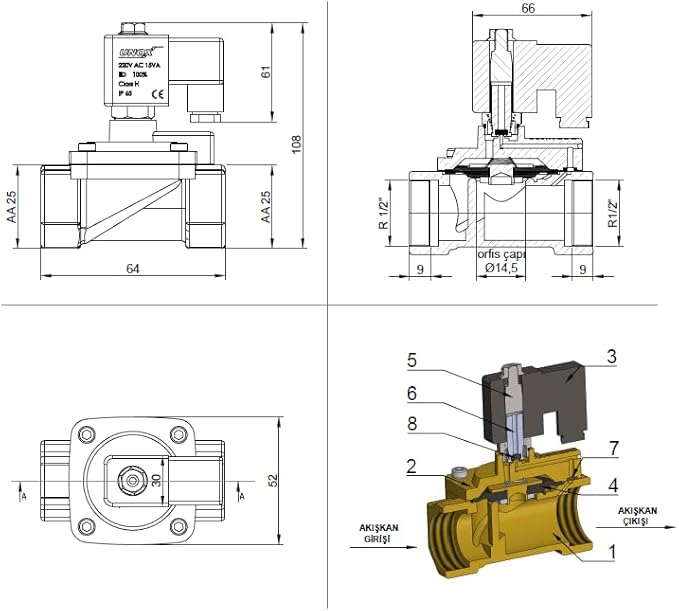 UNOX 1/2" NPT Solenoid Valve 12V DC, Brass Control Valve Normally Closed - 7-232 PSI Multi-Purpose Reliable Control Valve for Water, Air, and Gas - Solenoid Valves
