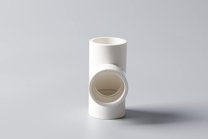 Rainbow Dream 1-1/2 Inch PVC Tee Pipe Fitting Adapter (Socket x Socket x Socket) - 6 Pack, White