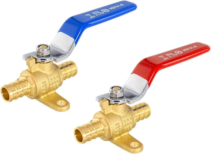 30-Pack EFIELD 1/2-inch Crimp Pex Brass Full Port Shut-off Ball Valve with Drop-ear, Red and Blue Levels, ASTM F1807 (10, 1/2-inch),(VALVE213-30PCS)