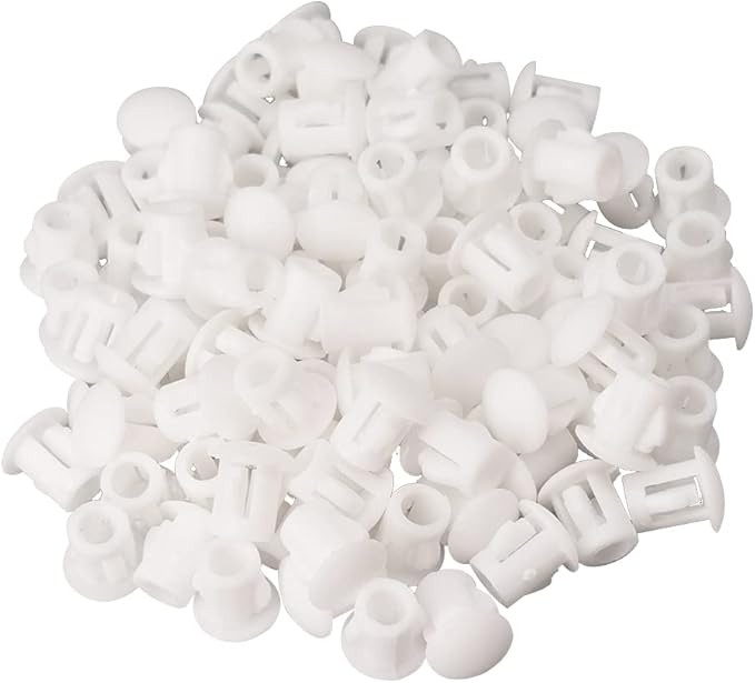 Hole Plugs 3/16" Plastic Flush Type Hole Plugs Snap in Locking Hole Tube Screw Caps Drilling Cover Plugs Fastener Covers for Kitchen Cabinet Furniture White 100 Pack