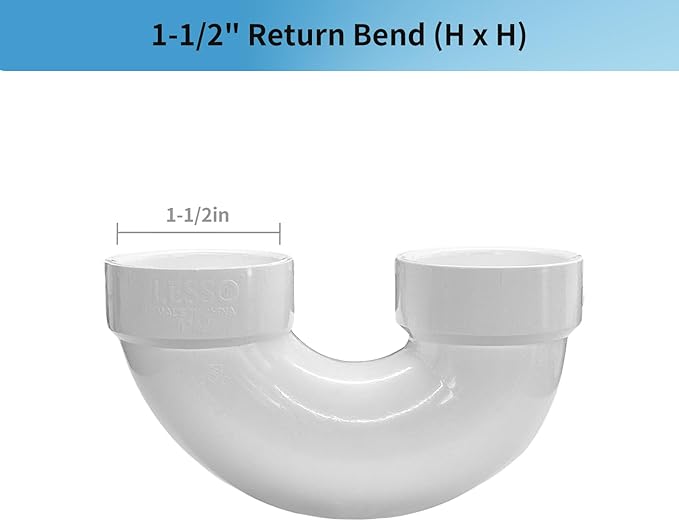 LESSO PVC Pipe, Adjustable P Trap 1 1/2 Inch, PVC Fitting for RV Drain Bathroom Kitchen Sink Drain Pipe Tubular Kit with White Threaded Adapter Ring