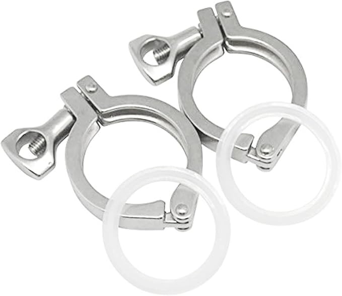 Stainless Steel 304 Heavy Duty Sanitary Clamp Single Pin Tri Clamp Clover with Wing Nut for Ferrule TC (2 inch (2 pack))