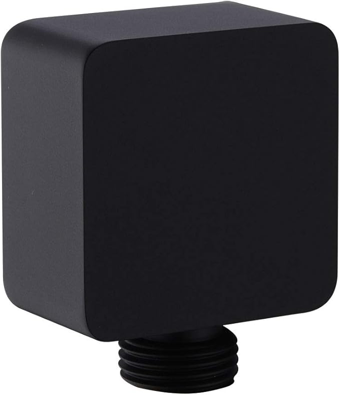 Brass Wall Supply Elbow, Nicmondo G1/2” Square Shower Hose Connector, Drop Ell Wall-mounted Union Water Outlet for Handheld Shower Handshower, Matte Black