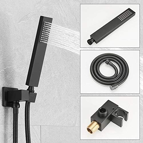 Matte Black Shower System 10 Inch Bathroom Luxury Rain Mixer Shower Combo Set Wall Mounted Rainfall Shower Head and Handheld System Shower Faucet Rough-in Valve Body and Trim Kit