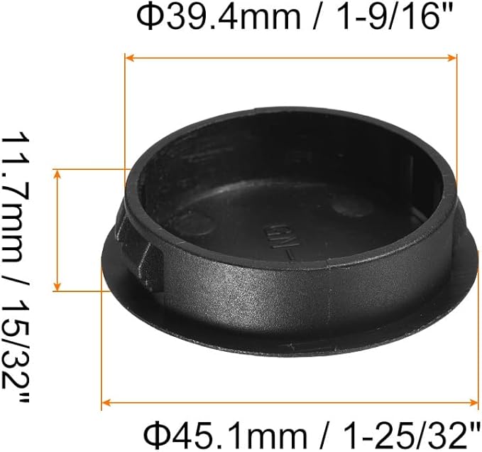 uxcell 1-9/16" Plastic Hole Plugs, 16Pcs Flush Type Panel Round Snap in Fastener Knockout Locking Plugs for Furniture Insert End Caps Panels, Black