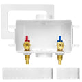 HeSun Washing Machine (Laundry) Outlet Box, 1/2 Inch Crimp Inlet x 3/4 Inch MHT Outlet, Pex Washer Box with Center Double Drain, Regular