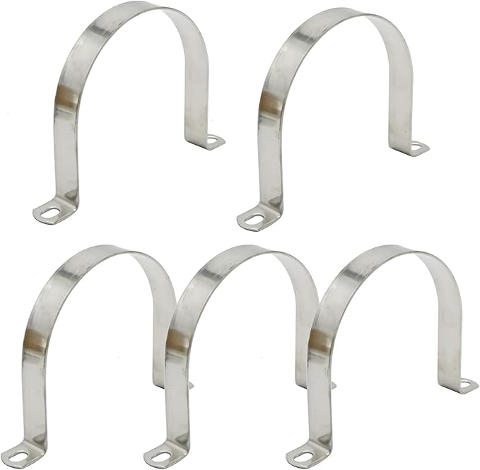 VIKKSAER 10Pcs U-Bolt Clamp, 304 Stainless Steel U-Shaped Bracket, 2 Hole U-Tube Strap Clamp for Hose Clamp Pipe Clamp, 25mm (5 pcs 108mm)
