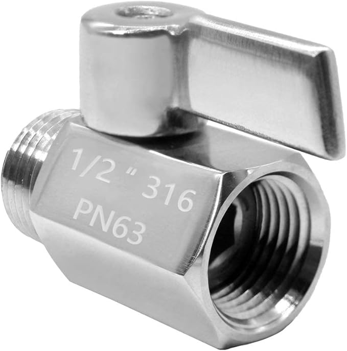 Beduan Mini Ball Valve Stainless Steel(316) 1/2" NPT Male x NPT Female Mini Ball Shutoff Valve (Pack of 1)