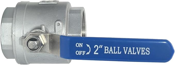 316 Stainless Steel 1/8"~3" Full Port Ball Valve with Blue Vinyl Handle, NPT Female x Female Thread,1000 WOG (2PCS 2")