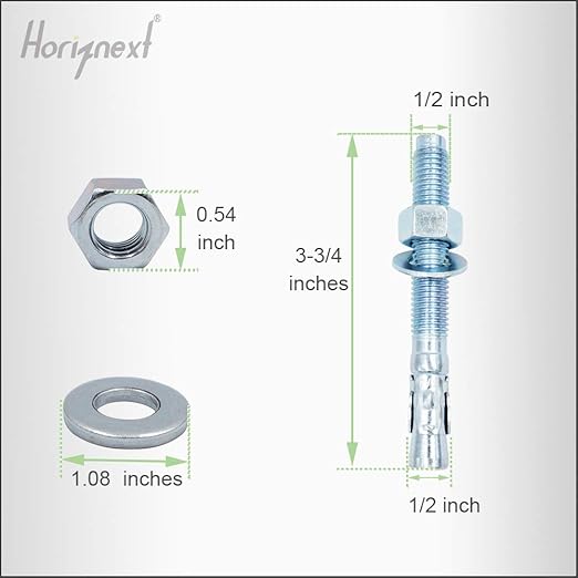 1/2" x 3-3/4" Wedge Anchor, for Cement and Concrete only, zinc-Plated Carbon Steel Screws and lag Bolts （ 30 pcs