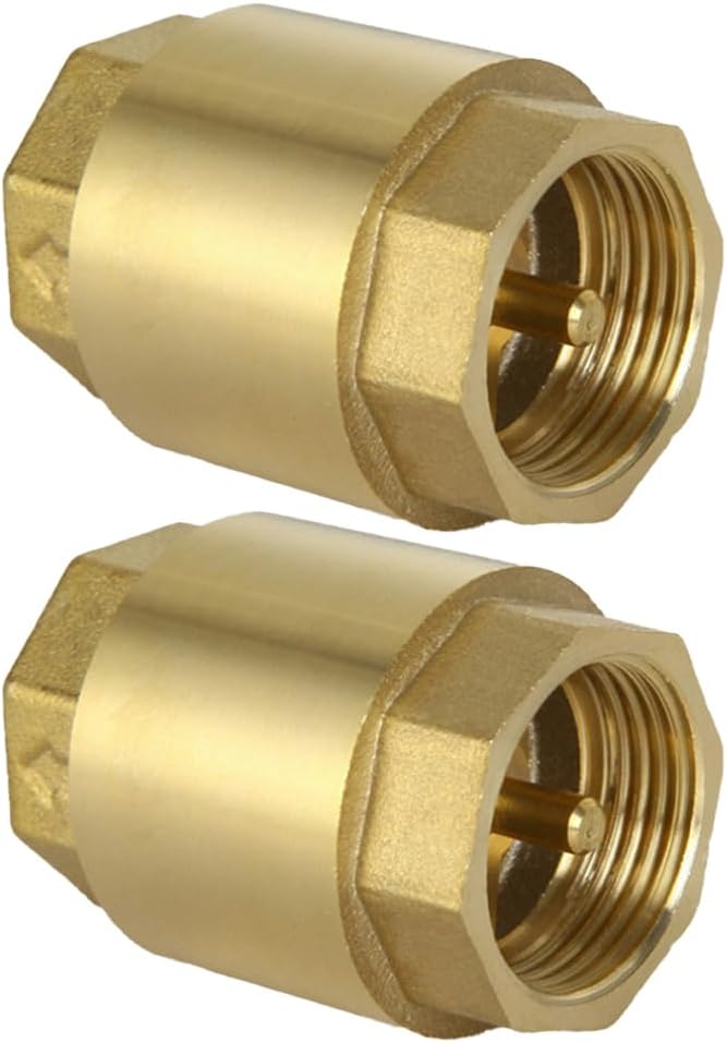 Brass 1/2" NPT Female Inline Spring Check Valve One-Way Non-return Prevent Water Backflow (Pack of 2)