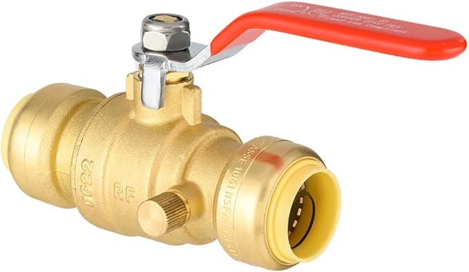 (Pack of 2) EFIELD 3/4 Inch Push-Fit Full Port Ball Valve with Drain, Disconnect Clip Tool, UPC Certified,(PF-VALVE069-2PCS)
