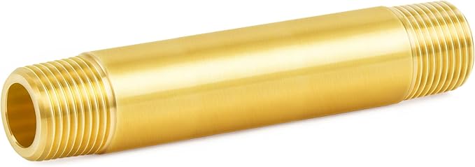 ChillWaves Brass Pipe Fitting, Long Nipple Pipe 3/4" NPT Male x 3/4" NPT Male Thread 4" Length(100MM)(1-PACK)