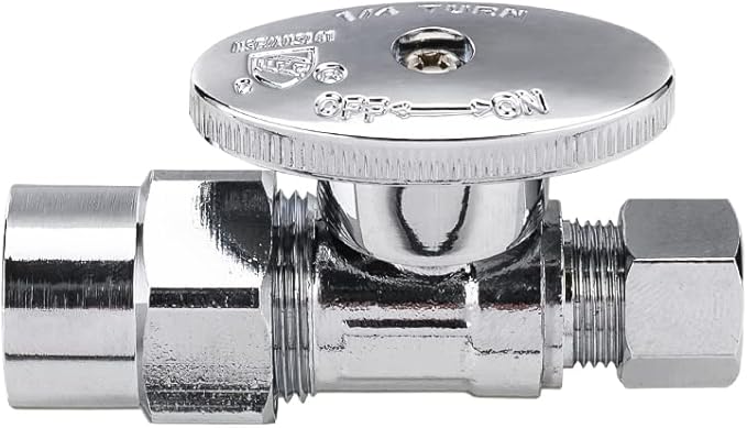 (Pack of 5) EFIELD 1/4 Turn Straight Stop Valve 3/8" OD Compression X 1/2" CPVC Pipe Connection, Chrome Plated Brass,(VALVE073-5PCS)