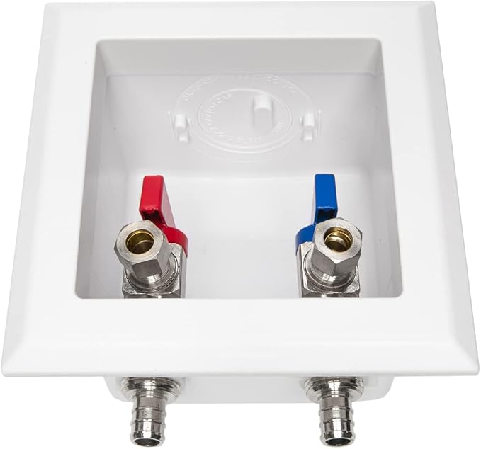EFIELD Pex Pre-assembled Faucet Outlet Box, 1/2-Inch Barb Crimp Pex Inlet with Installed 1/4-Turn Ball Valve For Hot & Cold Water Supply, Chrome Plate,(FC003)