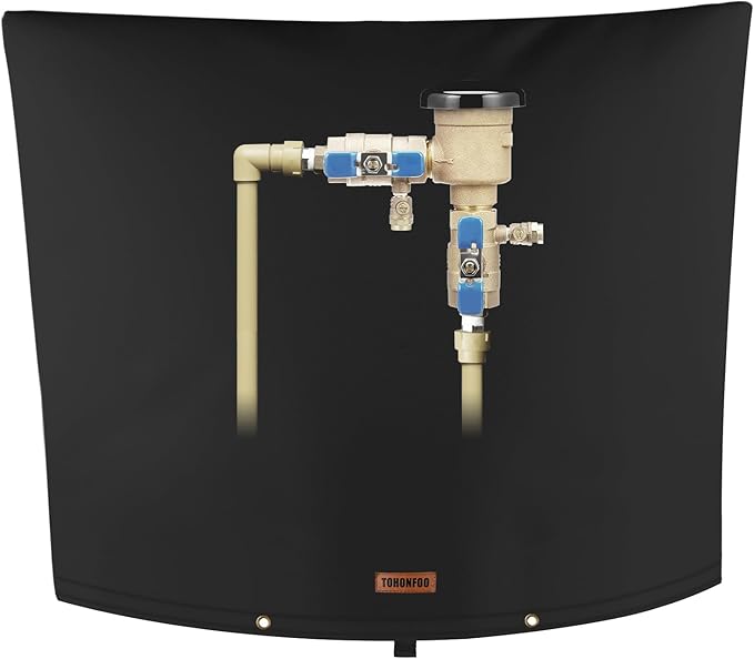 Backflow Preventer Pipe Insulation Cover (5°F) - Irrigation Sprinkler Valve Insulated Pouch - Water Well Pump Cover - Sturdy 5 Layers for Winter Freeze Protection, 30" W x 24" H, Black