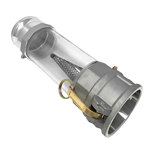 Gloxco 3" in-line Camlock Polycarbonate Sight Glass and Strainer Assembly (CAM-30-SGST-PCAL)