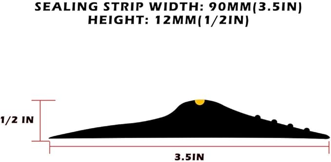 Papillon Garage Door Bottom Seal Strip, Weatherproof EPDM Rubber Threshold, Fits All Standard Doors, Easy for DIY Homeowners, No Adhesive (20Ft, Black)