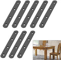 Sumnacon 8 Pcs Stainless Steel Flat Plates - 5 Inch Heavy Duty Mending Plate Straight Corner Brace Brackets Connector Furniture Repair Fixing Joint with Screws, Black
