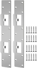 Double Holes Latch Reinforcement Plate Heavy Duty Security Latch Plate Security Striker Plates for Exterior Interior Door Deadbolt Fix Door Frame for 4.5 inch Hole Center (Silver-2Pcs)