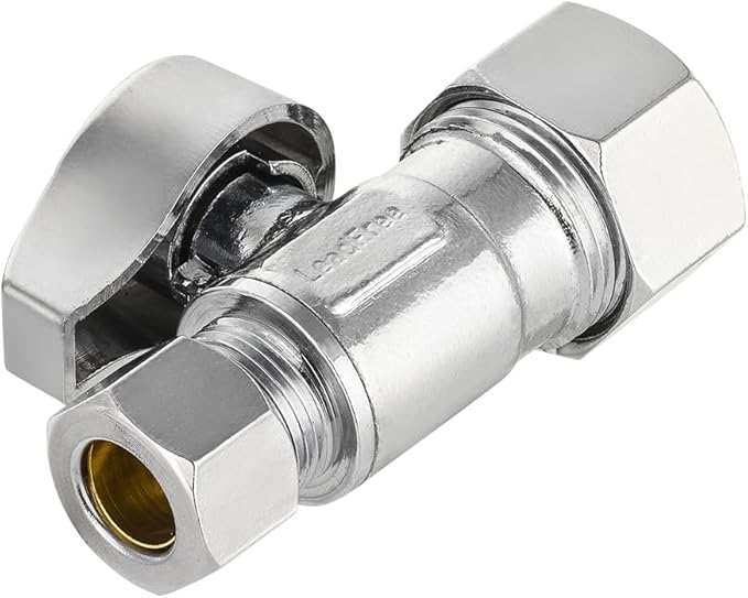 Pro 4-Pack EFIELD Angle Stop Valve 1/2" Nominal (5/8" OD) Compression x 3/8" OD, 1/4-Turn, Heavy-duty, Chrome Plated LF Brass,(VALVE370)