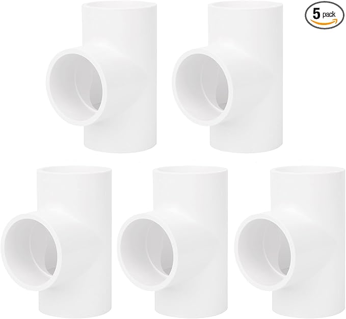 5Pack 3 Way 1-1/2" PVC Tee PVC Pipe Fittings Connector (Socket x Socket x Socket) Furniture Grade SCH40 1.50" PVC Tee Elbow Pipe Fitting Adapter for Water Supplies Build PVC Furniture Shelf