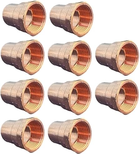 EZ-FLUID Plumbing (10 Pack) 1/2" C X FIP LF Copper Female Adapter Pressure Copper Fittings,Sweat Solder Connection for Residential,Commercial Pipe.