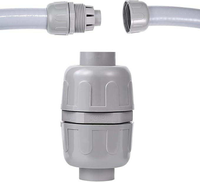 (1Pcs) NPT 3/4 inch Liquid-Tight Connector,PVC Flexible Conduit Double-Ended Connector,Straight 180 Degree,Two-Way Conduit Connector,Electrical Conduit Fittings