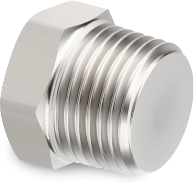 5PCS Stainless Steel Outer Hex Thread Socket Pipe Plug Fitting, 1/2" NPT Male, for Blocking or Sealing Holes in Pipes or Devices