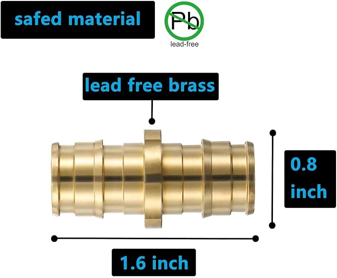(10 Pack) Lidertik PEX-A Fittings 1/2 Inch Expansion Straight Coupling LI-EPXC1212(10 Pieces)