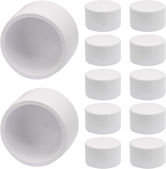 12 Pack 1 Inch PVC Cap, SCH40 PVC Pipe End Cap Fitting Furniture Grade PVC Pipe End Cap Plug Adapter, White PVC Pipe Plug Socket Fittings for Build PVC Furniture DIY Garden Shelf
