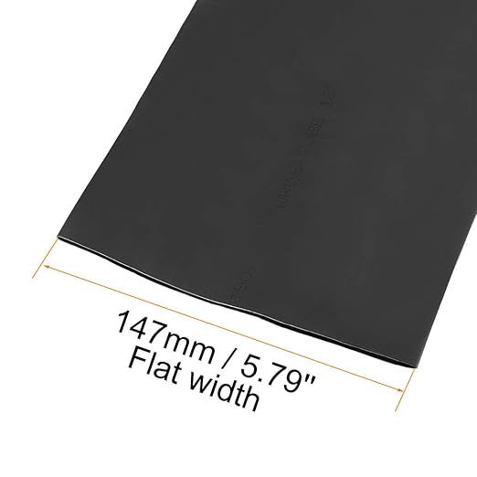 uxcell Heat Shrink Tubing, 90mm Dia 147mm Flat Width 2:1 Rate Shrinkable Tube Cable Sleeve 1m - Black