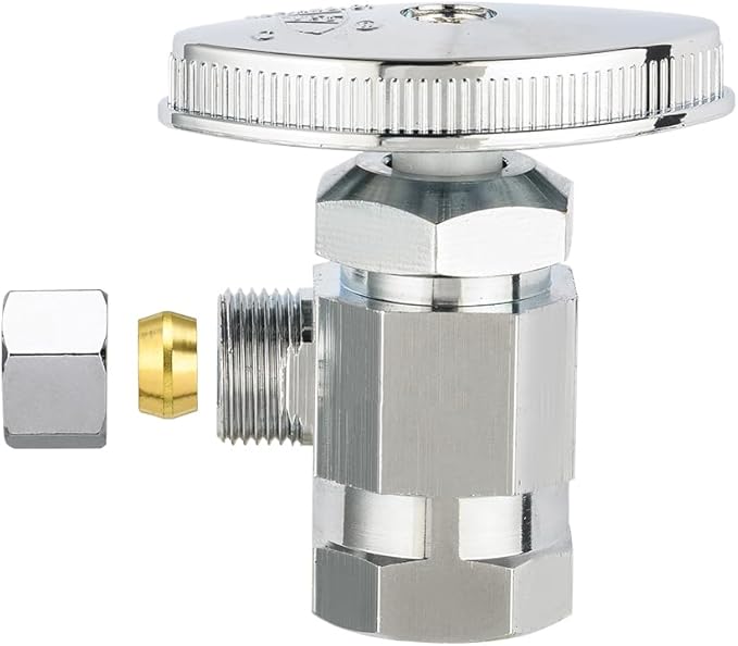 (Pack of 10) EFIELD Multi-Turn Angle Stop Valve 1/2" Fip Iron Pipe x 3/8" OD, LF Brass Chrome Plate, NSF/ANSI 61,(VALVE365-10PCS)