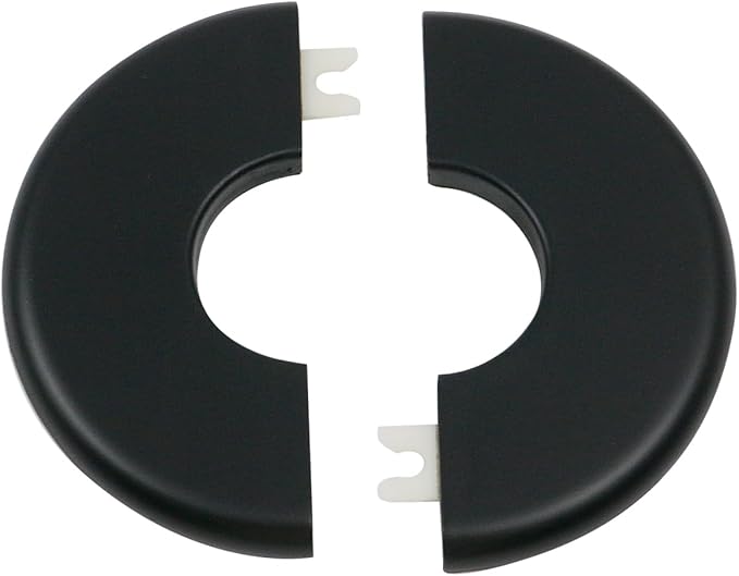 2 Pcs Wall Split Flange, ABS Round Self-Adhesive Escutcheon Plate Buckles Design for 1.3"/33mm,Black