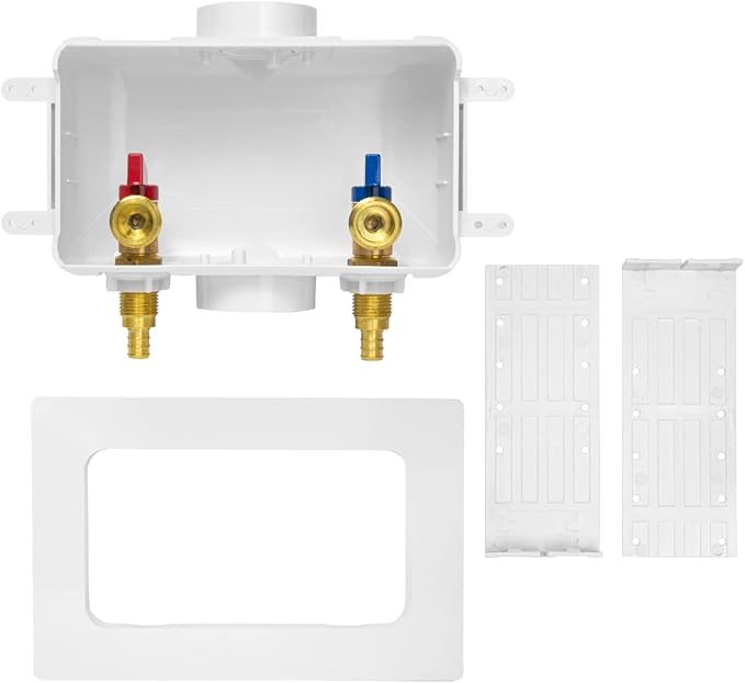 EFIELD Premium Washing Machine (Laundry) Outlet Box, 1/2-inch Crimp Pex Inlet x 3/4 inch MHT Outlet Connection, with Center Drain,(WM026)
