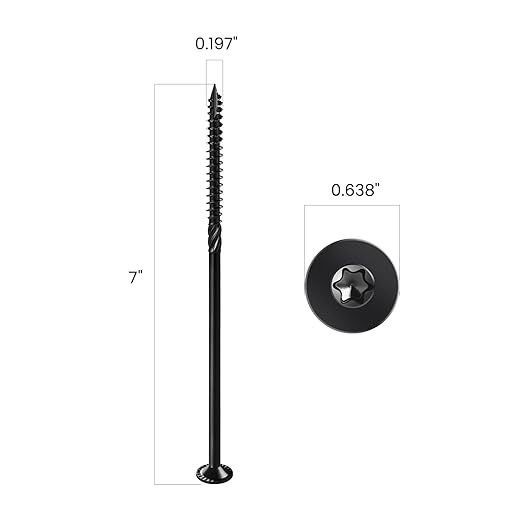 Deck Screws #14 x 7 inch, (31pcs) 2.5lb Heavy Duty Outdoor Wood Screws,Black Rust Resistant Epoxy Coated,Torx Drive Head,with T30 Star Bit