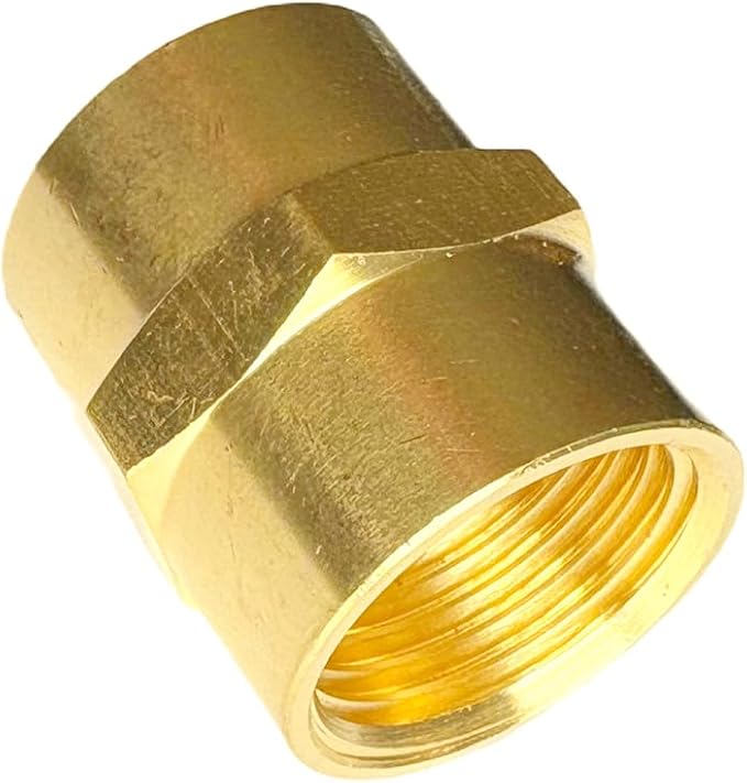 1/2" Female Threaded Hex Nipple Brass Coupling NPT Pipe Fitting Pipe Adapter Straight Connectors for Air, Gas, Oil, Fuel, Propane Pack of 2