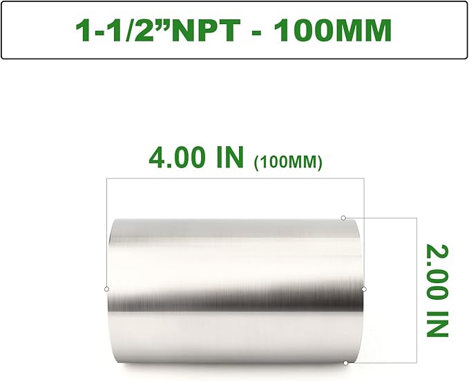 TAISHER 1PCS Stainless Steel Pipe Fittings, 1-1/2" NPT Female x 1-1/2" NPT Female Threaded, 4" Length Nipple Cast Pipe