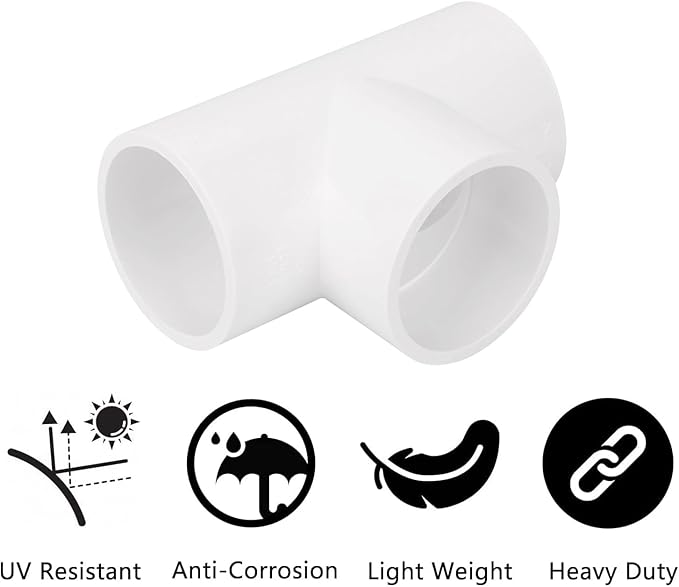 5Pack 3 Way 1-1/2" PVC Tee PVC Pipe Fittings Connector (Socket x Socket x Socket) Furniture Grade SCH40 1.50" PVC Tee Elbow Pipe Fitting Adapter for Water Supplies Build PVC Furniture Shelf