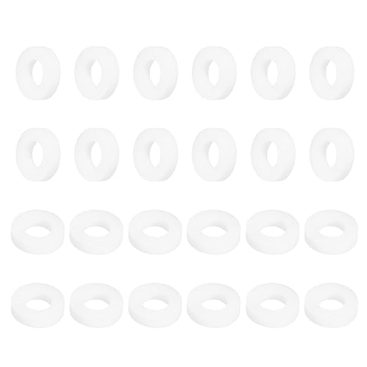 MECCANIXITY PTFE Flat Washers, 24Pack 8mm OD 4mm ID 2mm Thick Sealing Spacer Gasket Ring for Faucet Pipe Hose Bolt Machinery, White