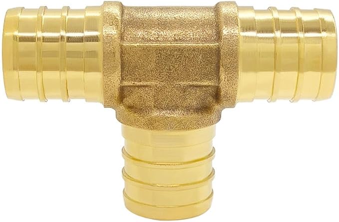 Hooshing 30PCS PEX Fittings Combo 3/4 Inch Straight Coupling(10) 90 Degree Elbow (10) PEX Tee (10) Brass Barb Crimp Pipe Plumbing Hose Fittings